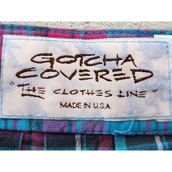 Vintage 80s Gotcha Covered Plaid Cotton Pleated Midi Skirt Size 14 Blue Preppy - Picture 4 of 9